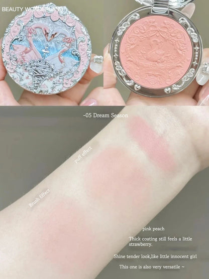 Flower Knows Swan Ballet Collection Embossed Blush Long-lasting Matte Powder Cheek Blusher Natural Brightening Cosmetic 5g Good Vibrations