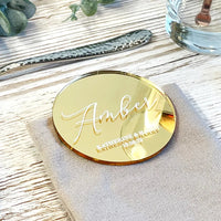 10Pcs Personalised Acrylic Wedding Party Place Names Round 8-10cm Mirror Acrylic Custom Wedding Decor Place Card Party Gift Good Vibrations