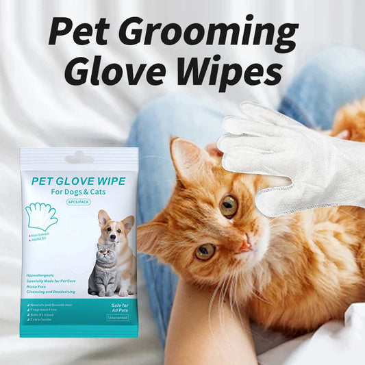 New 6PCS Pet Wash-Free Gloves Cat Bath Deodorant Wipes Disposable Cleaning Dry Cleaning Dog Wipes Gentle And Convenient Gloves Good Vibrations