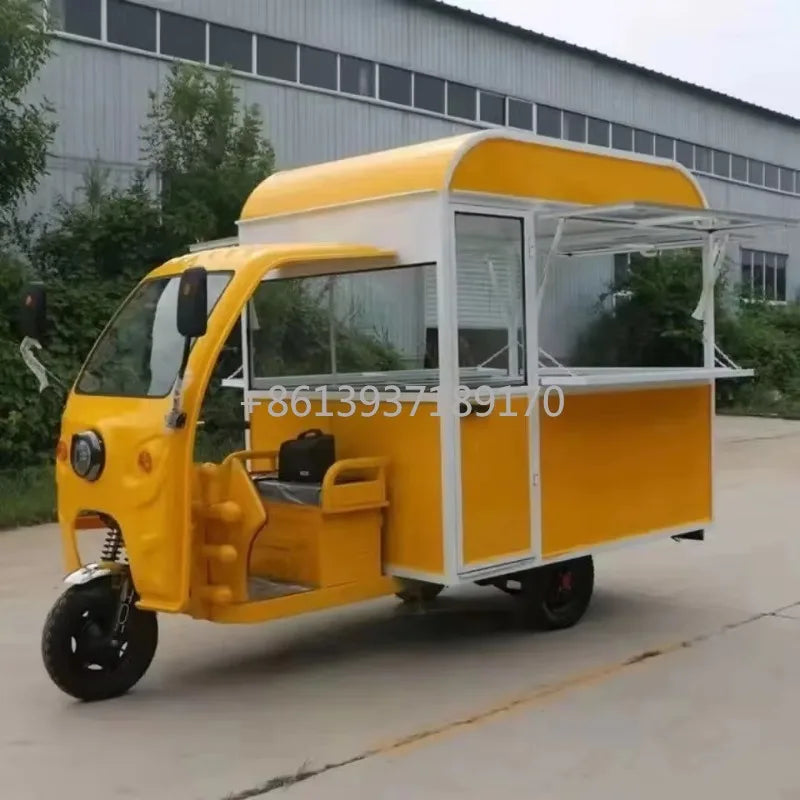 Electric Enclosed Tuk Electric Tricycle Big Space Vending Snack Food Cart Mobile Fast 3 Wheel Food Truck Tricycle Good Vibrations