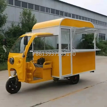 Electric Enclosed Tuk Electric Tricycle Big Space Vending Snack Food Cart Mobile Fast 3 Wheel Food Truck Tricycle Good Vibrations
