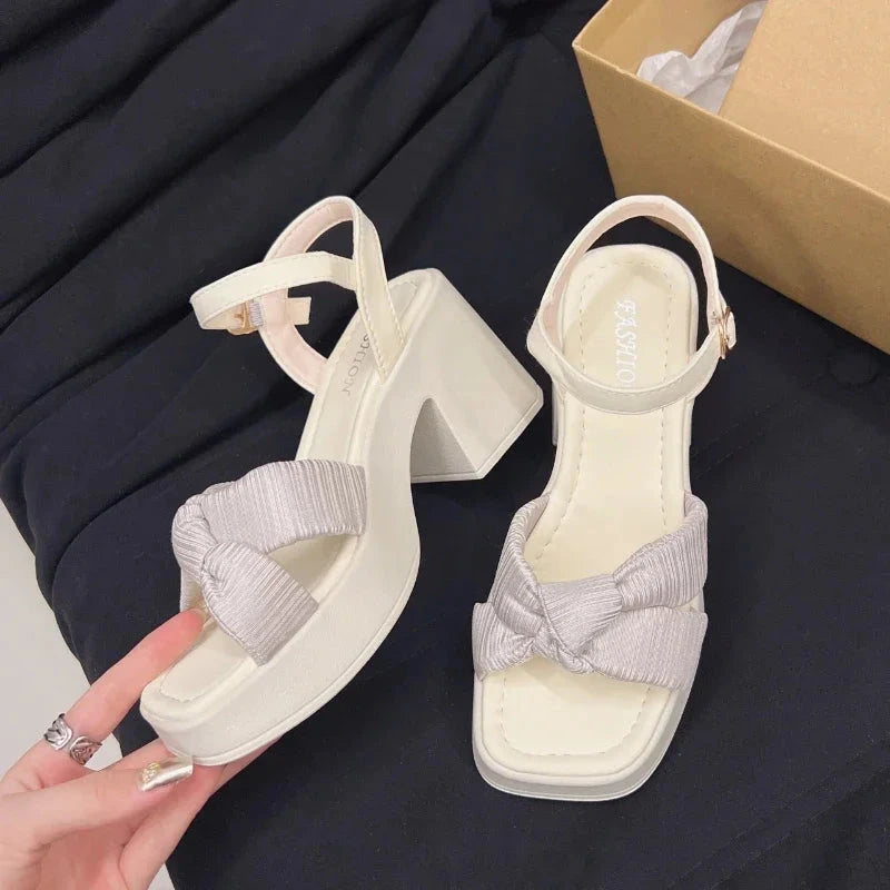 Ladies High Heels Sandals Wedding Party Women's Summer Shoes Open-toe Elegant Women's Fashion Causal Platform Sandals Cross-tied Good Vibrations