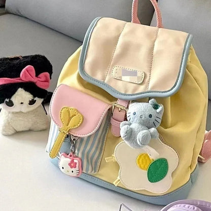 Mini Commuter Backpack 2025 New Style Travel Bag Cute Color Block Small Bookbag Female University Student Miniature Rucksack Good Vibrations