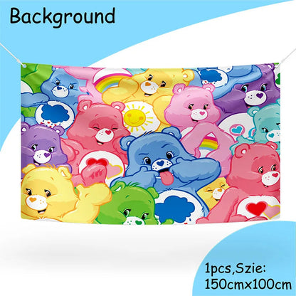 Care Bear Party Supplies Disposable Plate  Napkin Tablecloth Cake Topper Gifts Bag Kids for Birthday Party Decorations Set Gifts Good Vibrations