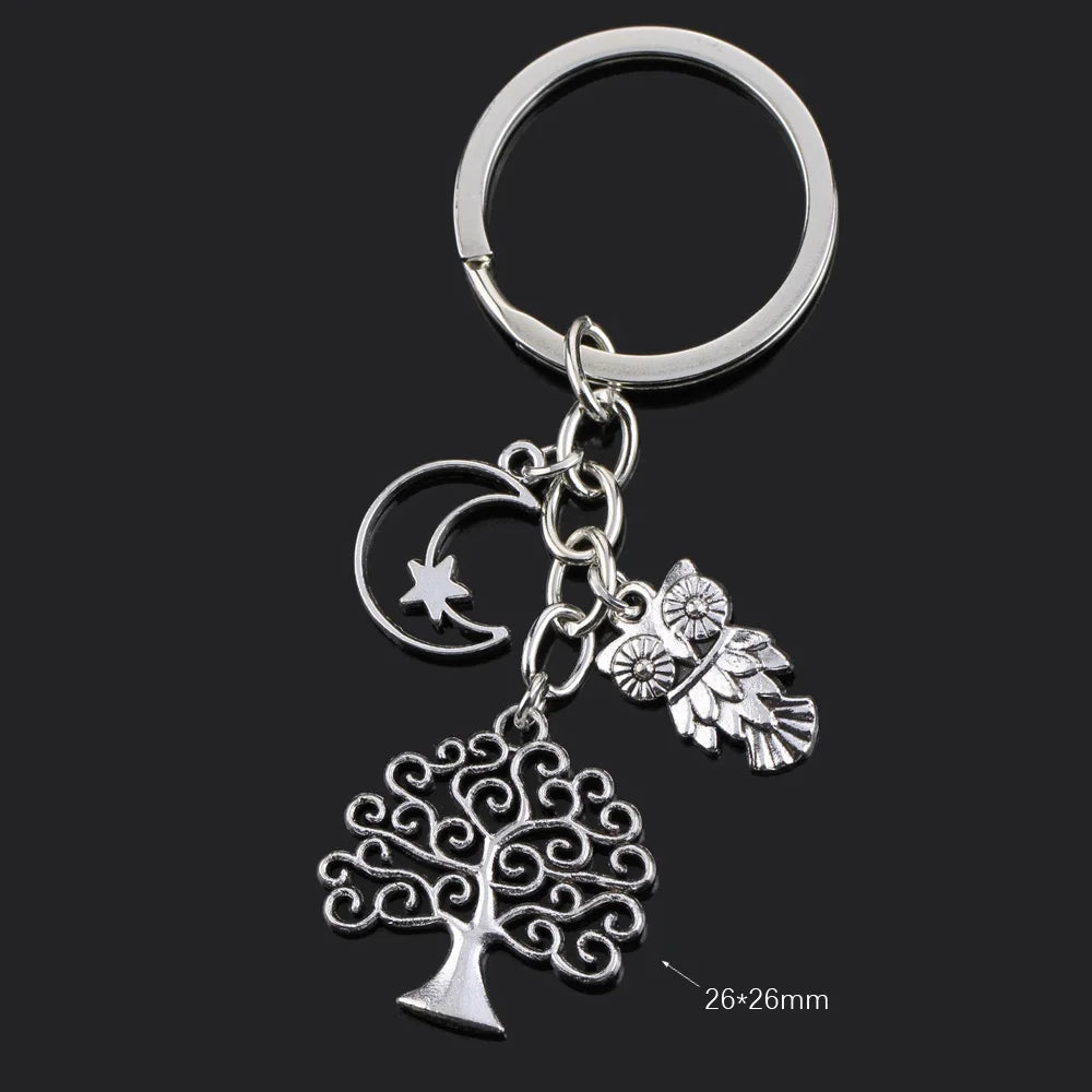 Fashion Animal Women Keychain Car Moon Cat Dog Love Heart Key Chain Friends Gift Jewelry Bag Pendant Wing Evil Eye Angel Turtles Good Vibrations