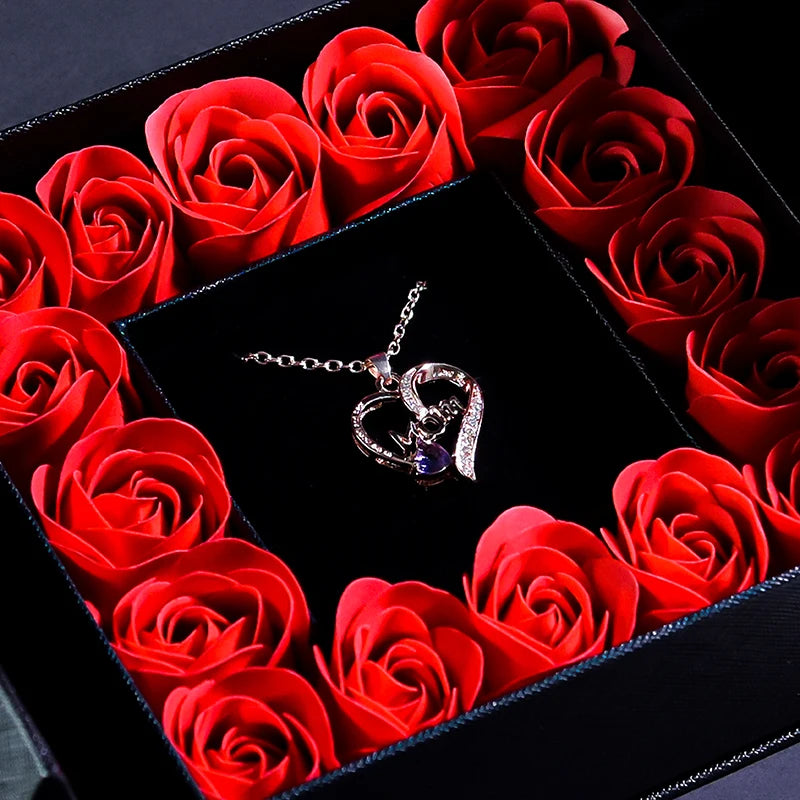 Gifts for Women Jewelry Pendant Necklace /w Soap Eternal Rose Gift Box Mother's Day Necklace Jewelry Wedding Anniversary Gifts Good Vibrations