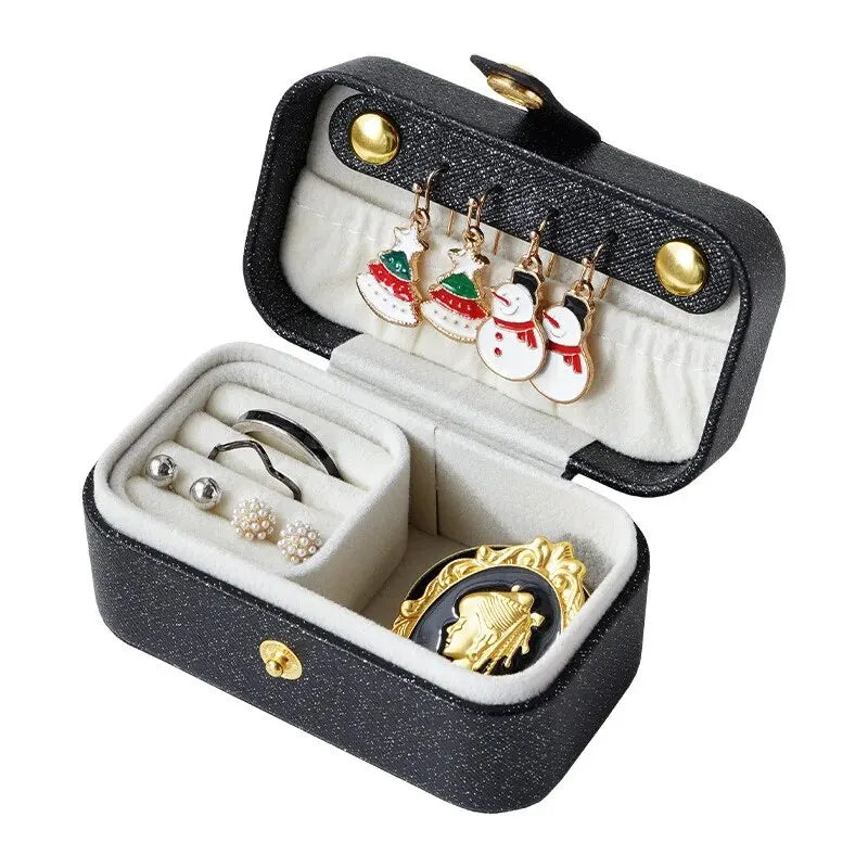 Exquisite Pu Leather Jewelry Box Simple Ring Necklace Earrings Storage Minimalist Style Daily Travel Portable Storage Box Good Vibrations