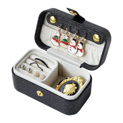 Exquisite Pu Leather Jewelry Box Simple Ring Necklace Earrings Storage Minimalist Style Daily Travel Portable Storage Box Good Vibrations
