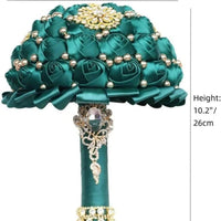 Emerald Green Bouquet Bridal Handheld Crystal Pearl Artifical Flowers Wedding Party Decoration Supplies Good Vibrations