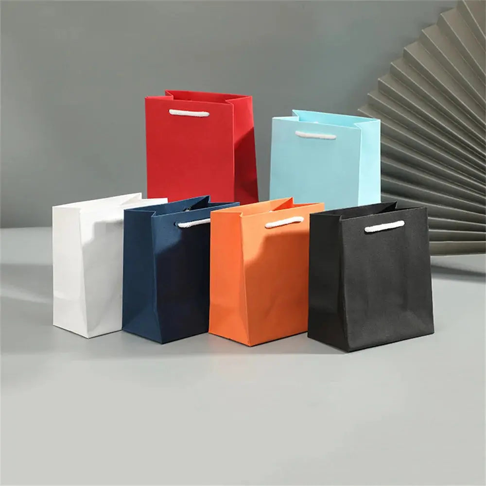 Gift Bags With Handles Paper Party Favor Handbag Bow Ribbon Jewelry Packing Birthday Wedding Graduation Celebration Present Wrap Good Vibrations