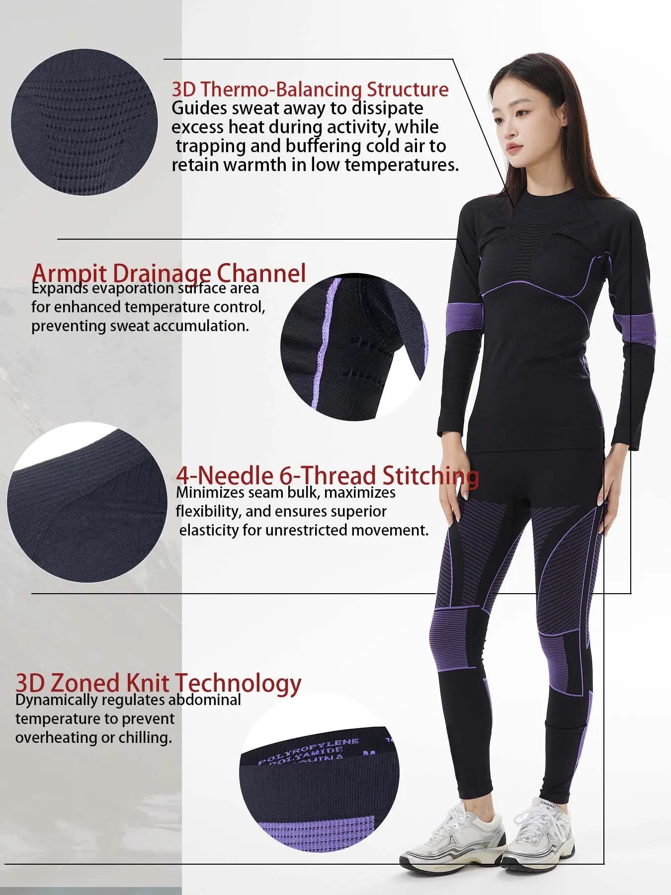 Womens Thermal Underwear Sets Womens Long Johns Underwear Thermal Wear for Women Thermal Set Winter Good Vibrations