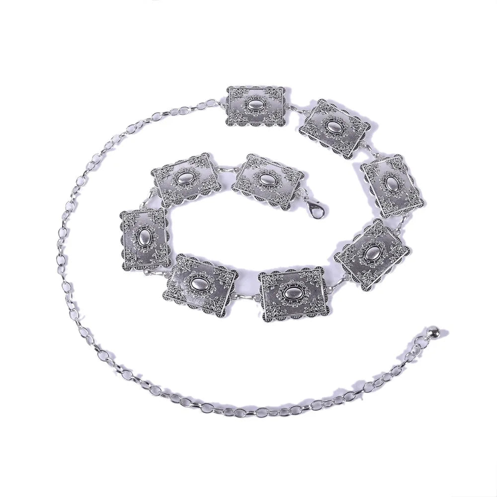 new women's belt fashionable retro style metal carved decorative chain waist chain accessories Good Vibrations
