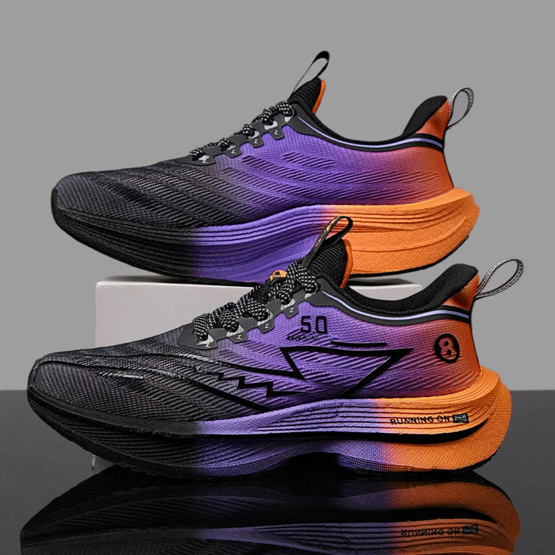 New Men's Carbon Plate Running Shoes Soft Cushion Shock Absorbing Sports Shoes Unisex Sneakers Light Anti-Slip Training Shoes Good Vibrations