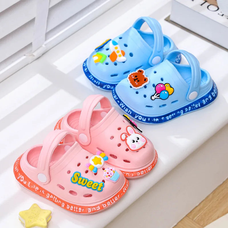 Summer Children Garden Slippers Shoes Boys&Girls Beach Sandal Kids Lightweight Breathable Cute Cartoon Slip Baby Slippers Good Vibrations