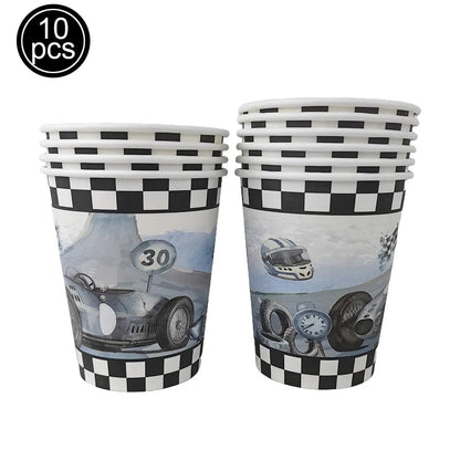 Race Car Party Tableware Plates Napkins Cup Two Fast Birthday Party Supplies Boys Racing Themed Two Years Old Party Decorations Good Vibrations