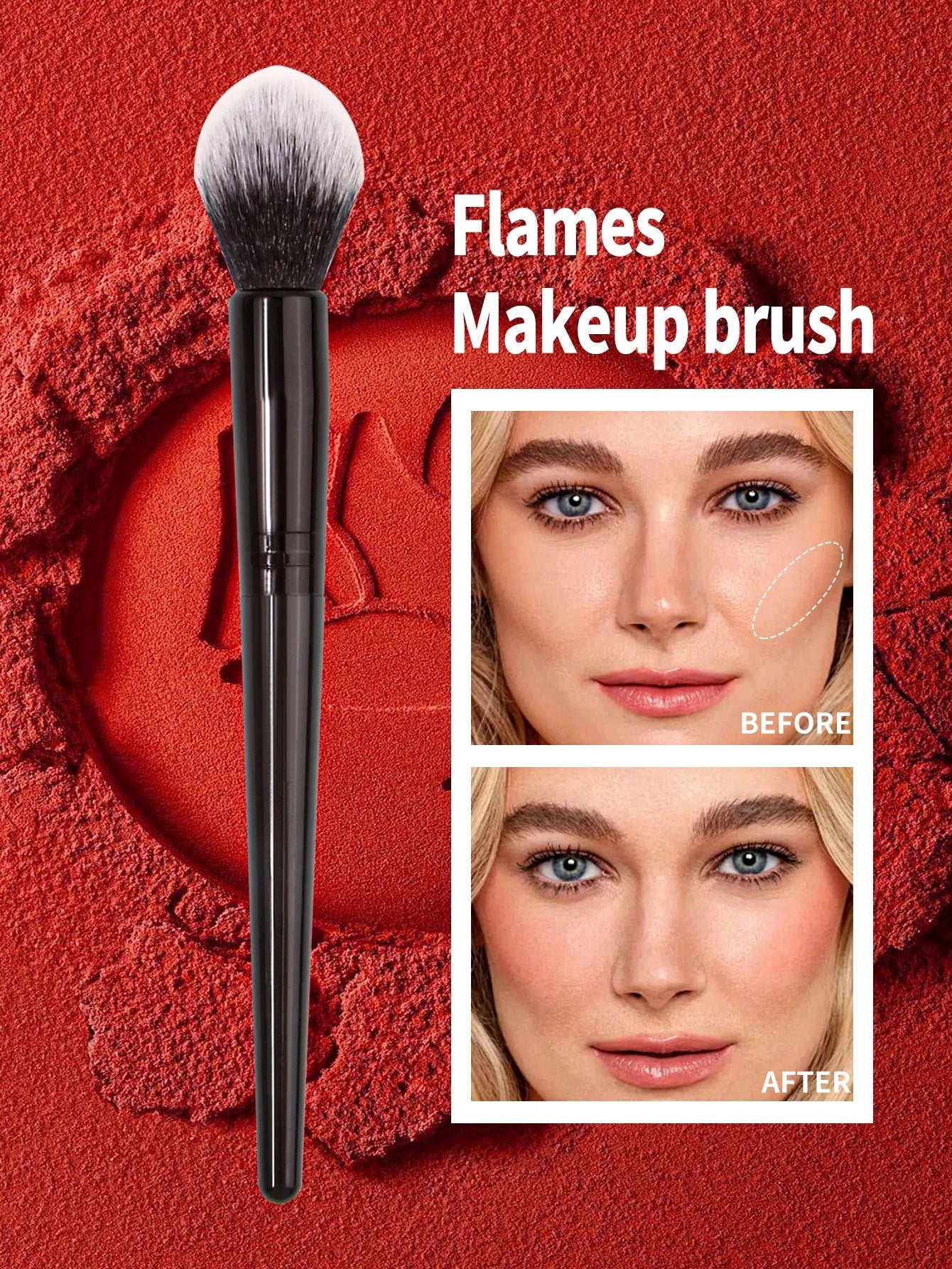 Peach Heart Blusher Brush Powder Blush Cream Liquid Blush Makeup Brushes Flat Small Precise Blush Brush Makeup Tools Good Vibrations