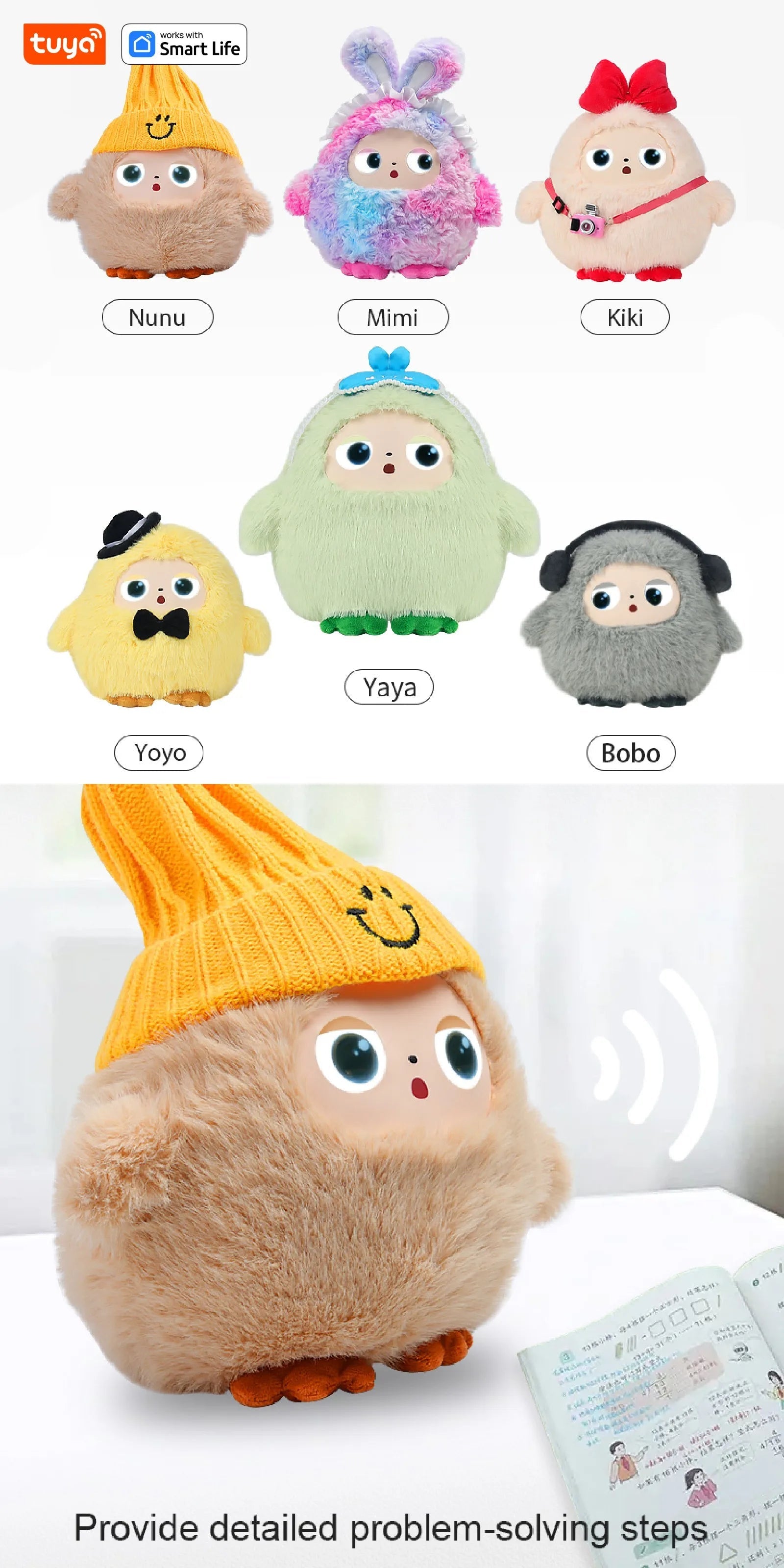 Tuya AI Plush Toy w/Smart Voice & LED Eyes,Interactive Companion for Kids/Adults,Gift-Ready Rechargeable E-Pet open up fun life Good Vibrations