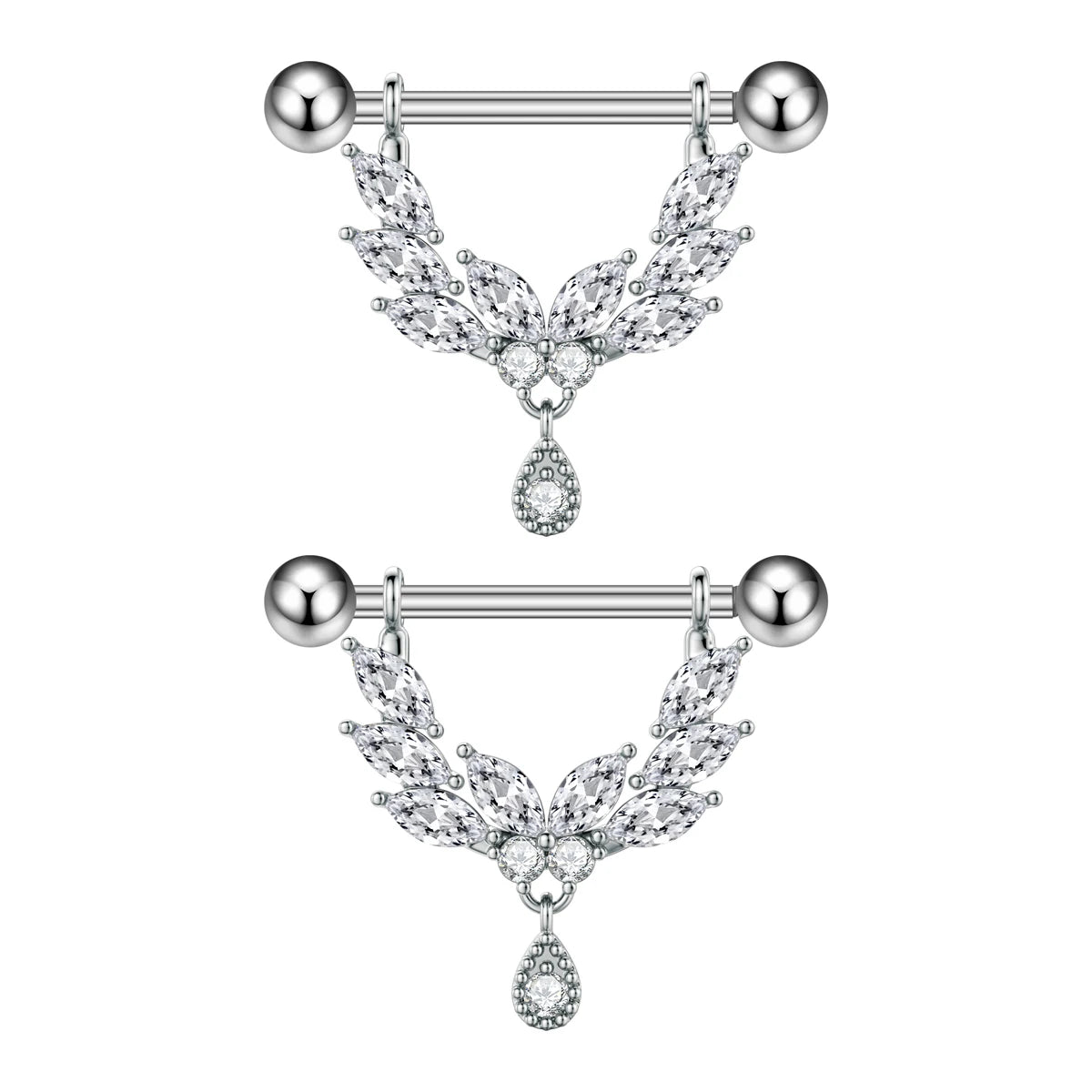 2pcs Both Sides Screwed Shield Barbell Nipple Rings 16mm Length Nipple Piercings Nonbril U-Shaped Dangled Heart Nipple Jewelry Good Vibrations