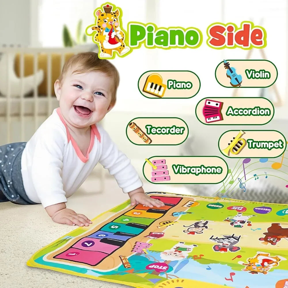 Education Dance Mat Toy for Kids ,3 in 1 Animal Musical Mat Toys,Music Playmats with 2 Sticks for Girls Piano Drum Birthday Gift Good Vibrations