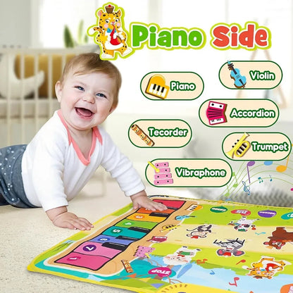 Education Dance Mat Toy for Kids ,3 in 1 Animal Musical Mat Toys,Music Playmats with 2 Sticks for Girls Piano Drum Birthday Gift Good Vibrations