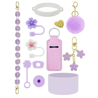 12PCS Accessories for Stanley Cup 30oz 40oz Tumbler Water Bottle Handle Strap Straw Toppers Keychain Charms Silicone Cup Boot Good Vibrations Adult Super Store