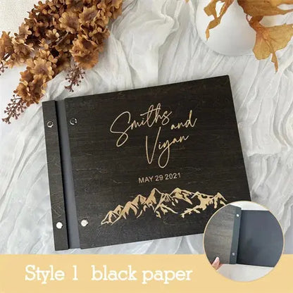 Personalized Guest Book Wedding Album Memory Wooden Adventure Rustic Unique Photo Album For Custom Name Marriage Wedding Gift Good Vibrations