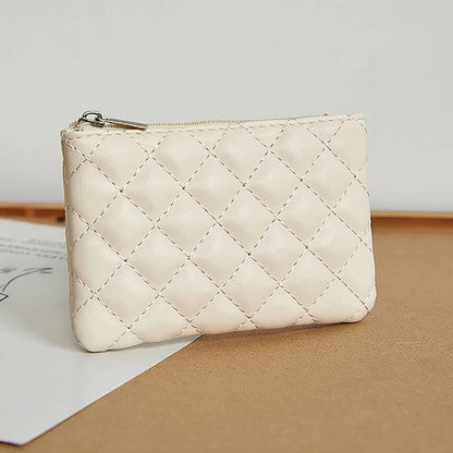 Women Small Coin Purse PU Leather Zipper Wallets Pouch Plaid Print Change Purses Business Card Holder Ladies Mini Coin Bag Good Vibrations
