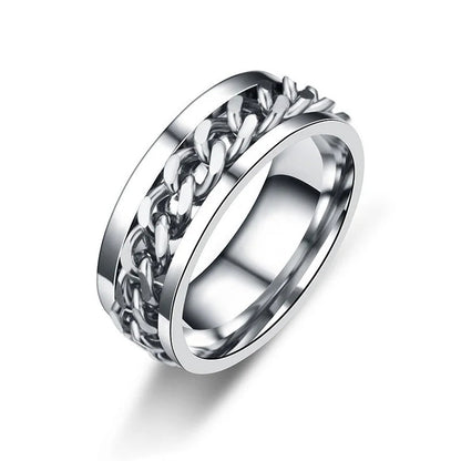 Titanium Steel Rotatable Chain Rings for Women Men Spinner Ring Multifunctional Chain Ring Men Bottle Opener Ring Jewelry Gifts Good Vibrations