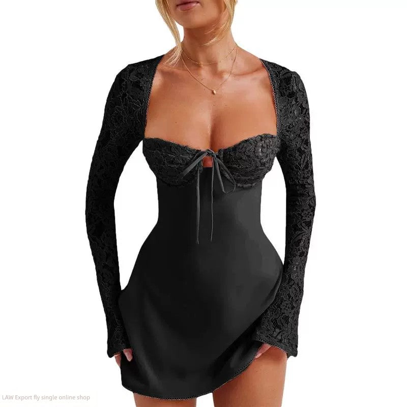 Sexy Top Slim Fit Tank Dress Sexy Lace Lace Silm Backless Dress Good Vibrations