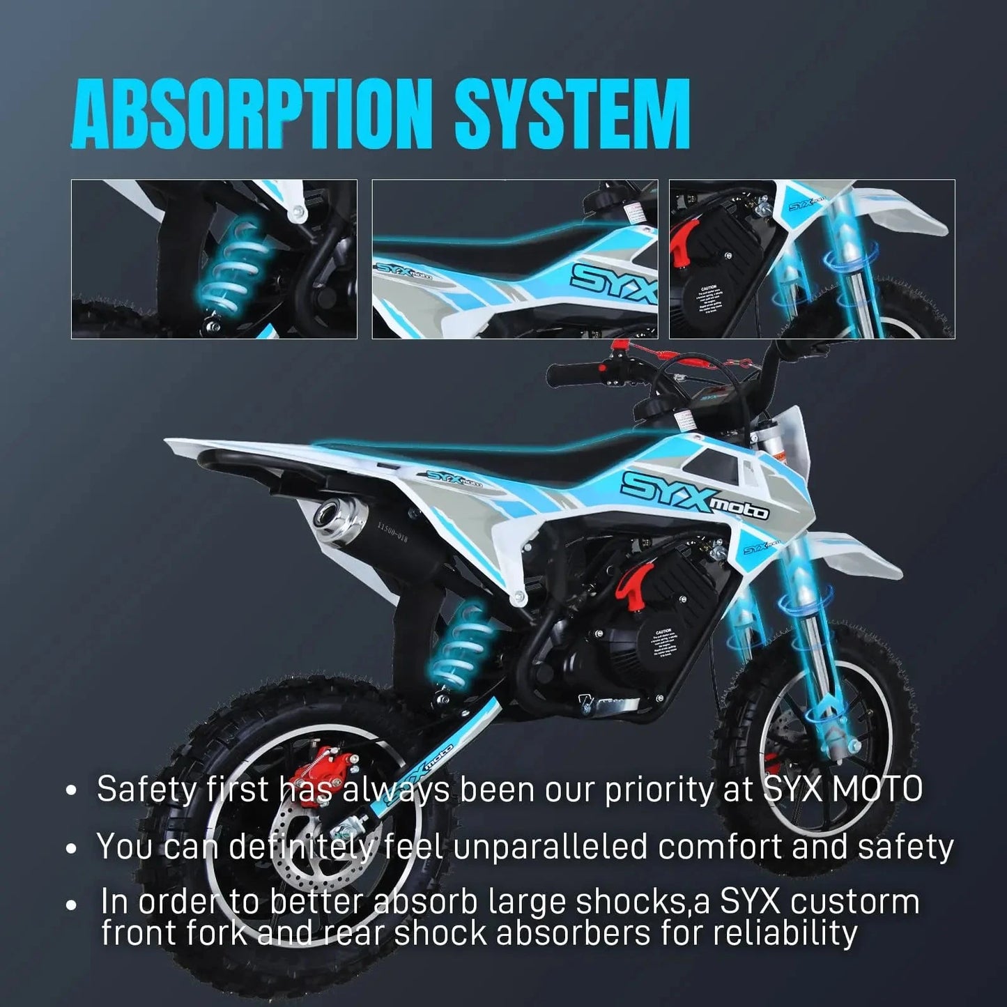SYX MOTO 58CC Mini Dirt Bike for Kids 4-Stroke Pit Bikes Gas Powered Motorcycle Gift for Children Off-Road Dirt Bike Pull Start Good Vibrations