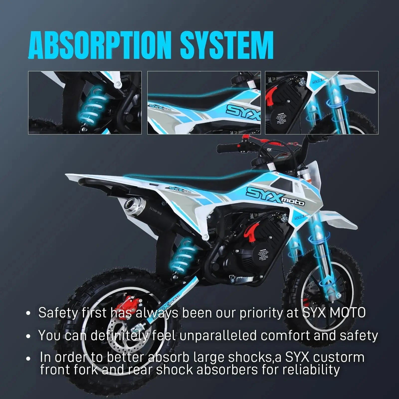 SYX MOTO 58CC Mini Dirt Bike for Kids 4-Stroke Pit Bikes Gas Powered Motorcycle Gift for Children Off-Road Dirt Bike Pull Start Good Vibrations