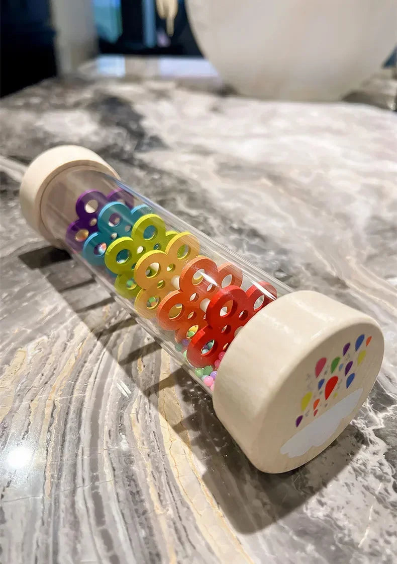 Baby Wooden Rain Sound Pipe Simulation Rain Sound Wooden Toy Gift Hourglass Fun Music Shaker Early Education Enlightenment Toy Good Vibrations