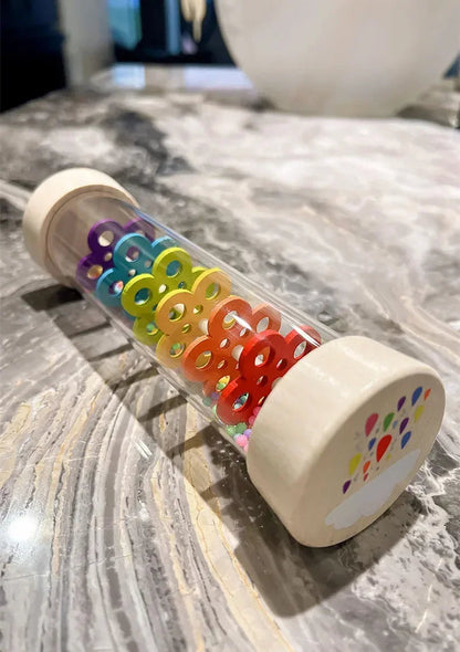 Baby Wooden Rain Sound Pipe Simulation Rain Sound Wooden Toy Gift Hourglass Fun Music Shaker Early Education Enlightenment Toy Good Vibrations