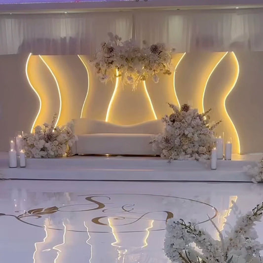 Fancy Party Decorations 3D Carving Customized Color Backdrop Stand Display Wedding Mariage Stage Event Good Vibrations