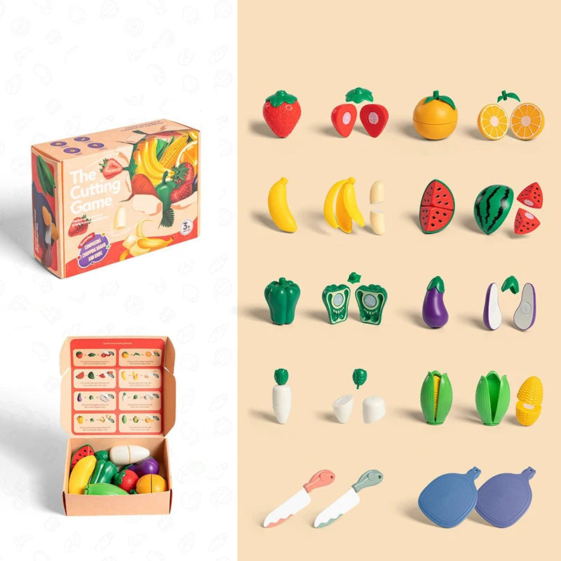 Children Pretend Play Cooking Toys Simulation Food Fruit Vegetable Kitchen Toys Montessori Educational Interactive Toy For Girls Good Vibrations