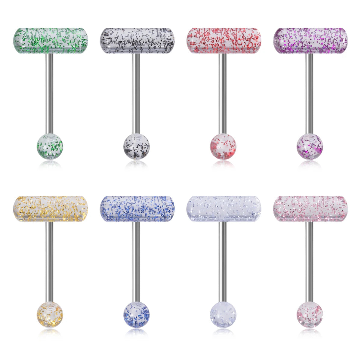 1-10 Pieces Colorful Capsule Tongue Rings Acrylic Pill Tongue Piercing Jewelry Women Surgical Steel Tongue Ring Bars Barbell 14G Good Vibrations