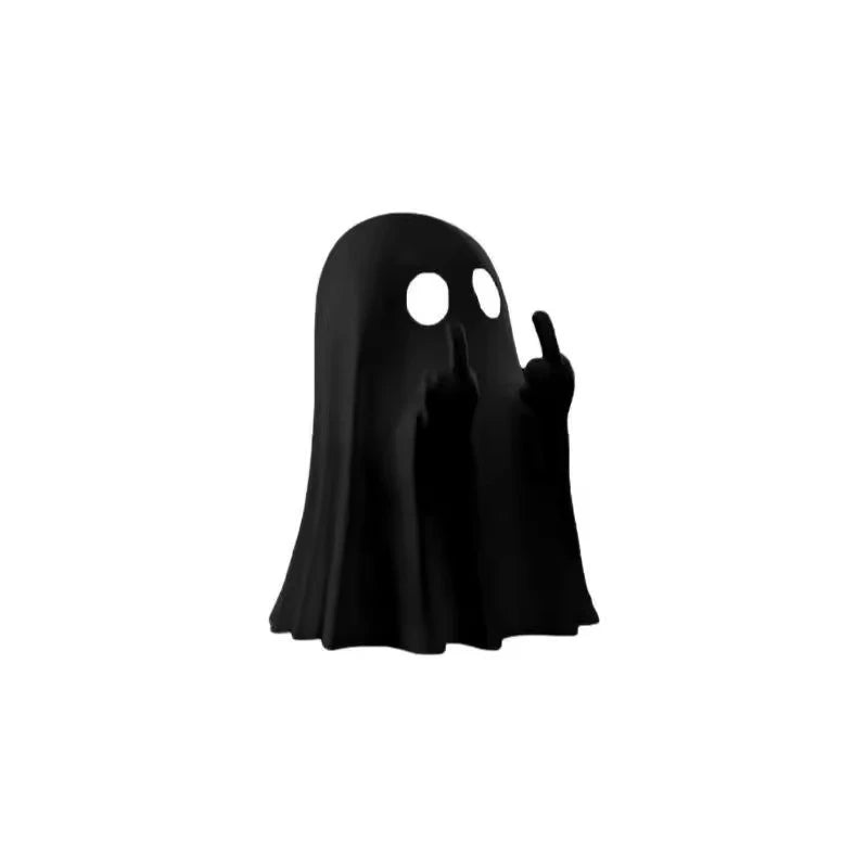 Halloween Middle Finger Ghost Statue Small Halloween Decor for Home Centerpiece for Coffee Table, Adorable Horror Figure Good Vibrations