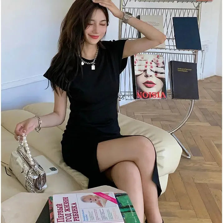White Dresses for Women 2025 Woman Dress Clothes Midi X New in Chic and Elegant Pretty Cheap Casual Y2k Outfits Harajuku Cotton Good Vibrations