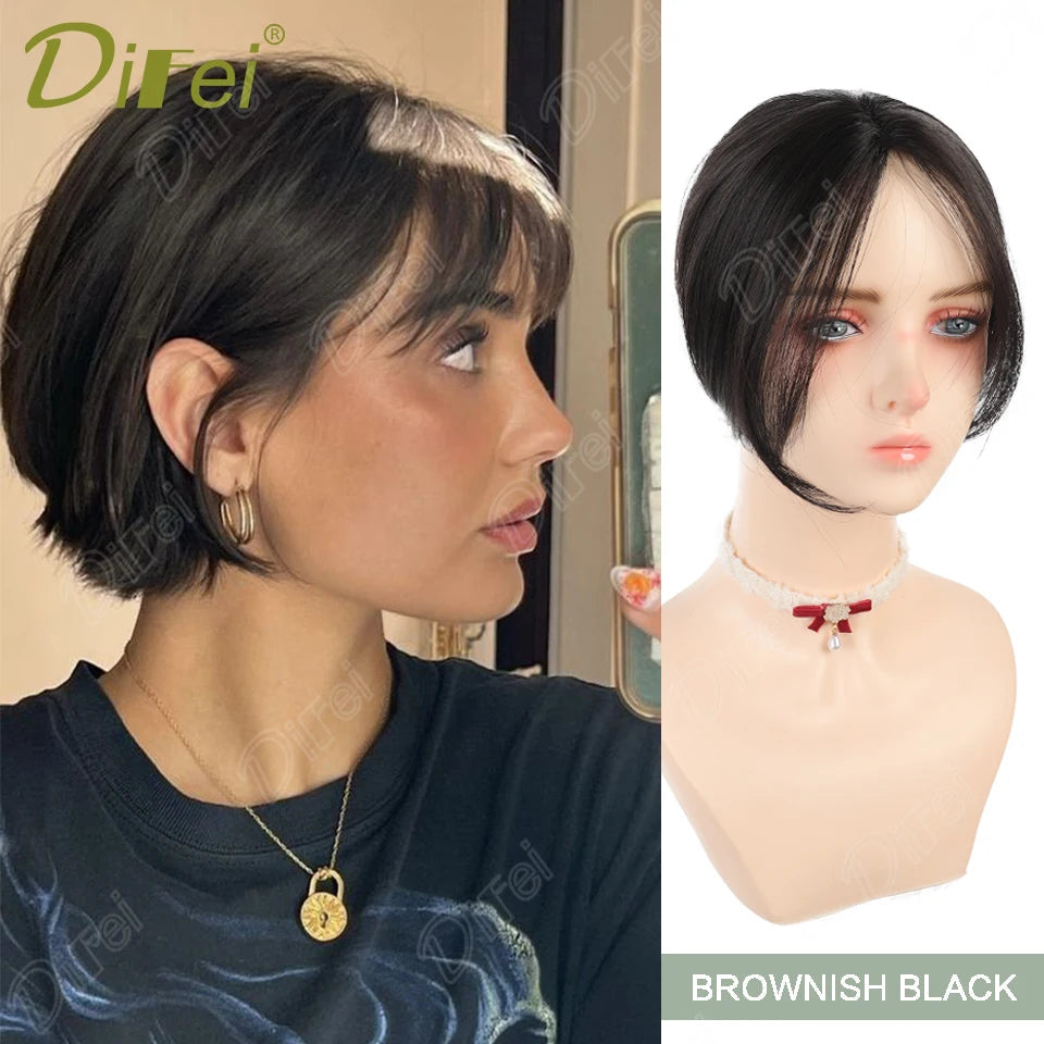 Synthetic Wig Is Divided Into Bangs On The Top Of The Head  The Wig  Invisible Covers White Hair To Increase The Amount Of Hair Good Vibrations