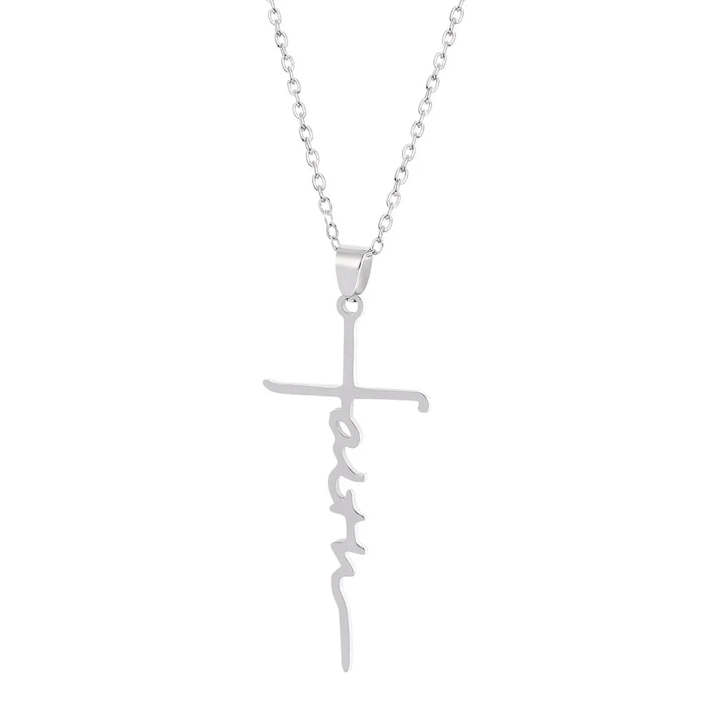 Necklace for Women European and American Fashion Cross Pendant Faith Inspiration Necklace Accessories Good Vibrations