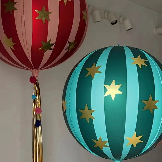 3 Pcs 22 Inch 4D Striped Star Aluminum Film Balloon Ktv Mall Home School Decoration Circus Party Supplies Kids Photo Booth Props Good Vibrations