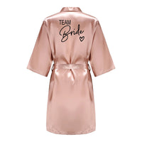 Wedding Party Team Bride Robe With Black Letters Kimono Satin Pajamas Bridesmaid Bathrobe SP003 Good Vibrations