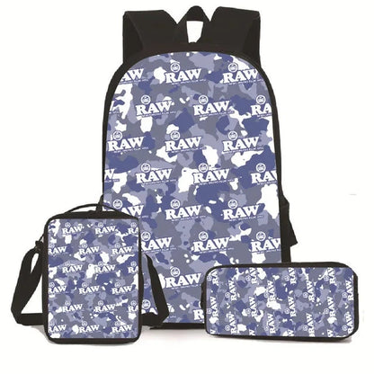 Creative Cigarette Rolling Paper Tobacco RAW 3D Print 3pcs/Set pupil School Bags Laptop Daypack Backpack Lunch bag Pencil Case Good Vibrations Adult Super Store