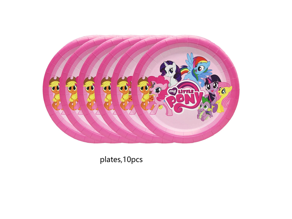 My Little Pony themed children's birthday party supplies, girls' first birthday tablecloth, tableware, paper cups, flag-raising Good Vibrations