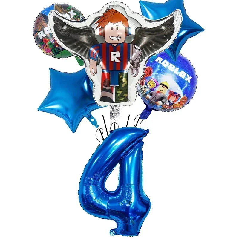 Game Roblox Cartoon Party Theme Birthday Supplies Balloon Banner Cake Topper Tableware Set Decorative Anime Peripheral Gifts Good Vibrations