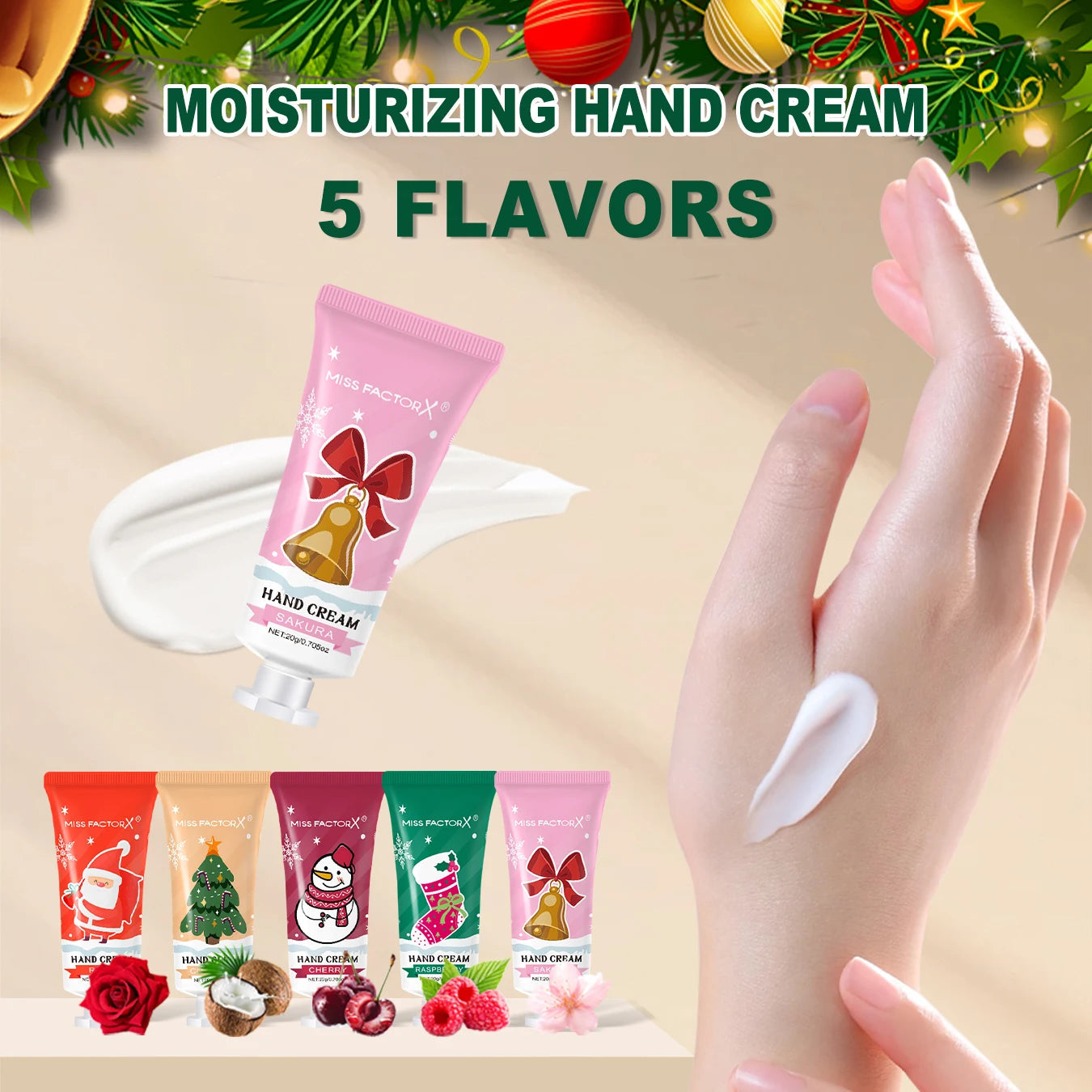 Christmas assembly gift set -20 sets, including balm, hand cream, lipstick, red gauze bag, Christmas tree thank you card Good Vibrations