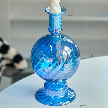 Floriddle Taper Candle Holders Glass Candlesticks for Home Wedding Table Decoration Glass Vase Table Bookshelf Candles Stand Good Vibrations
