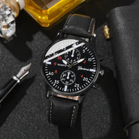 Relógio de movimento de quartzo versátil masculino, óculos de sol bonito, carteira casual, presente perfeito para festa 3 peças Good Vibrations