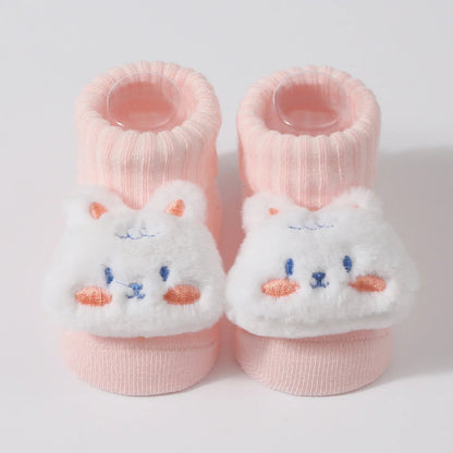 0-6 Months Socks for Newborns Baby Girls Boys Soft Cotton Socks Spring Autumn Cute Cartoon Animal Doll Infant Floor Sock Good Vibrations