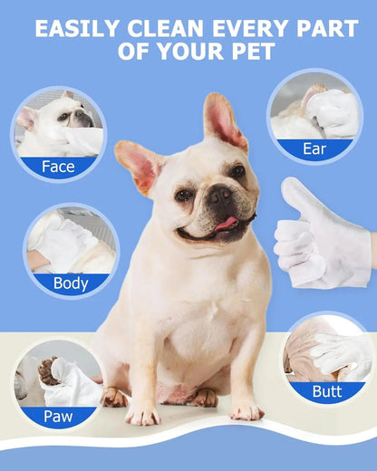 Cleaning Wipes Gloves for Dog and Cat,Pet Bathing Wipes Cleaning & Deodorizing,Dog Wipes for Body Paws Butt Daily Care,Cat Groom Good Vibrations
